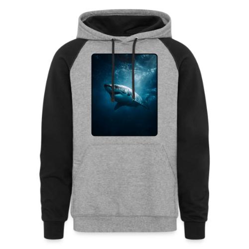 Great White Shark Ocean Design - Unisex Colorblock Hoodie