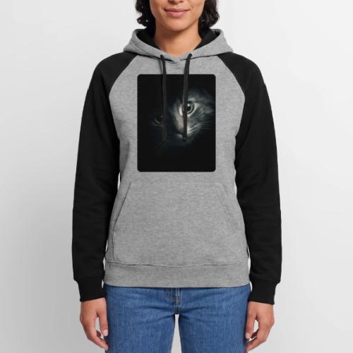 Cat Face in Shadow Close-Up Design - Unisex Colorblock Hoodie