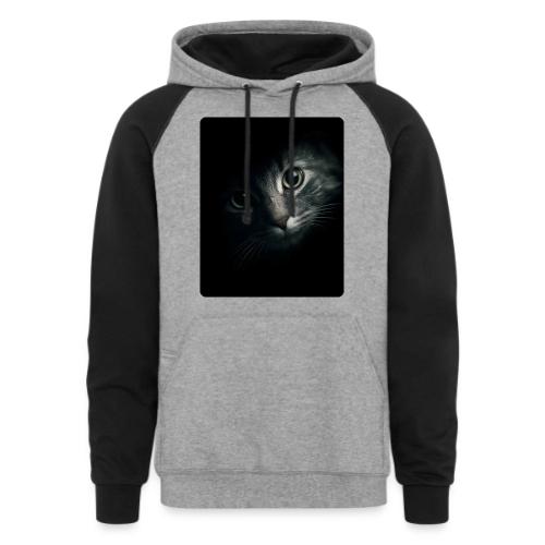 Cat Face in Shadow Close-Up Design - Unisex Colorblock Hoodie