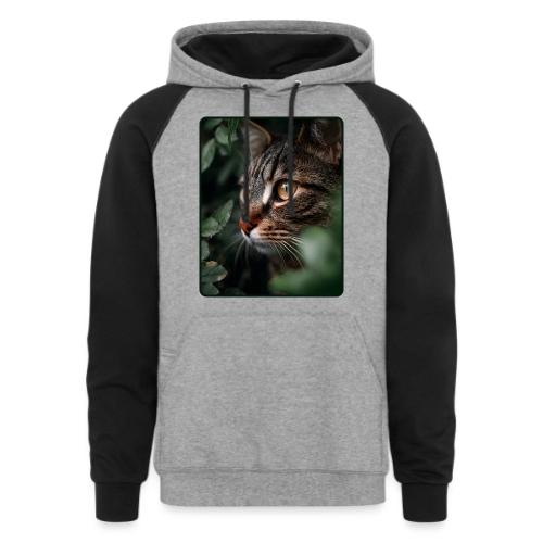 Tabby Cat Jungle Eyes Design - Unisex Colorblock Hoodie