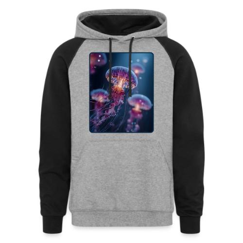 Glowing Jellyfish Deep Sea Design - Unisex Colorblock Hoodie