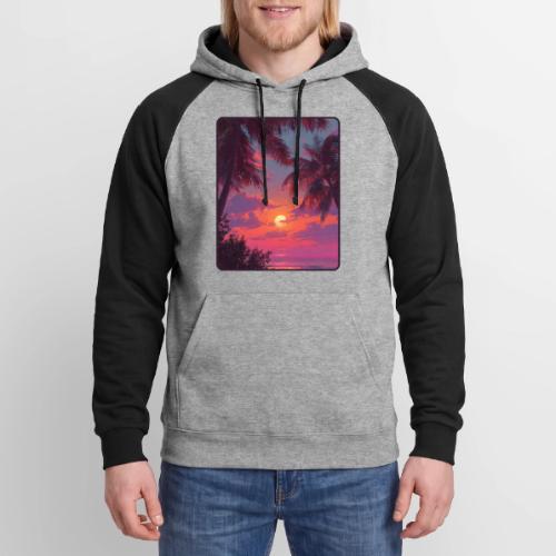 Tropical Sunset Palm Silhouette Design - Unisex Colorblock Hoodie