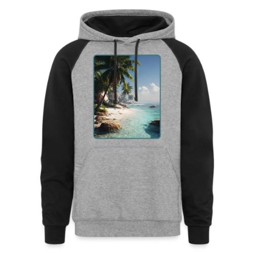 Tropical Beach Paradise Palm Design - Unisex Colorblock Hoodie