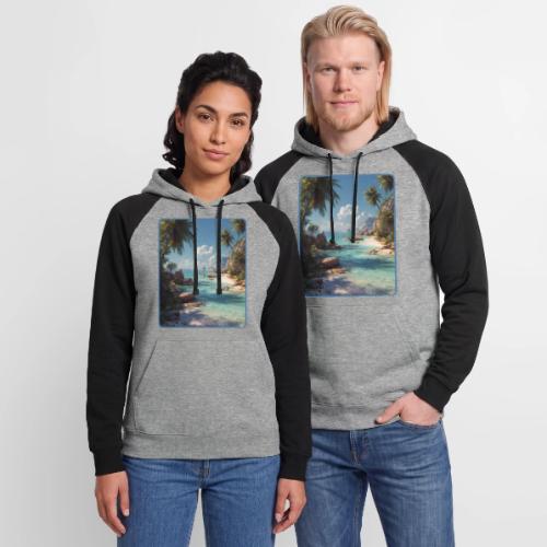 Tropical Island Paradise Ocean Design - Unisex Colorblock Hoodie