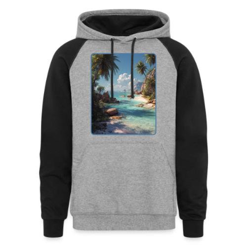 Tropical Island Paradise Ocean Design - Unisex Colorblock Hoodie