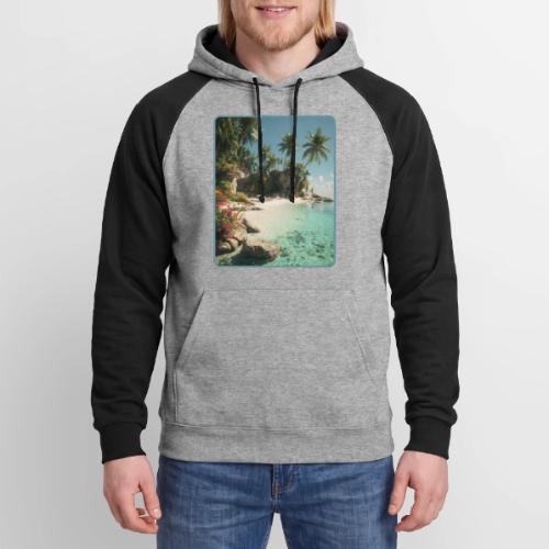 Serene Tropical Beach Floral Design - Unisex Colorblock Hoodie
