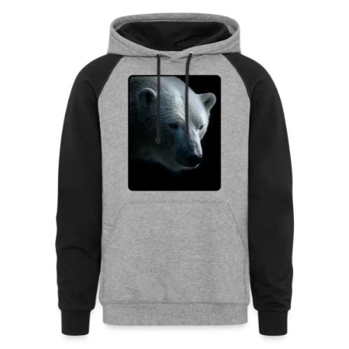 Polar Bear Close-Up Wildlife Design - Unisex Colorblock Hoodie