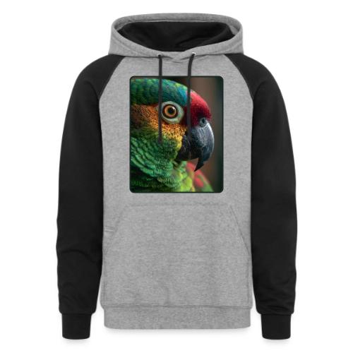 Colorful Parrot Close-Up Design - Unisex Colorblock Hoodie