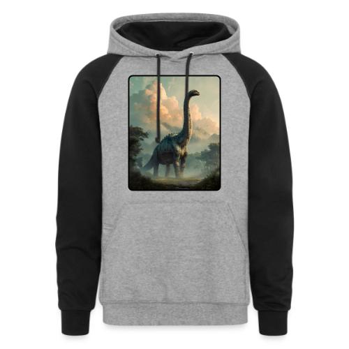 Brachiosaurus Prehistoric Scene Design - Unisex Colorblock Hoodie