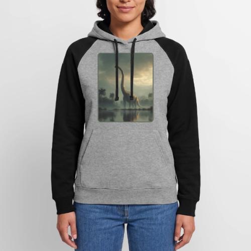 Brachiosaurus Misty Lake Design - Unisex Colorblock Hoodie