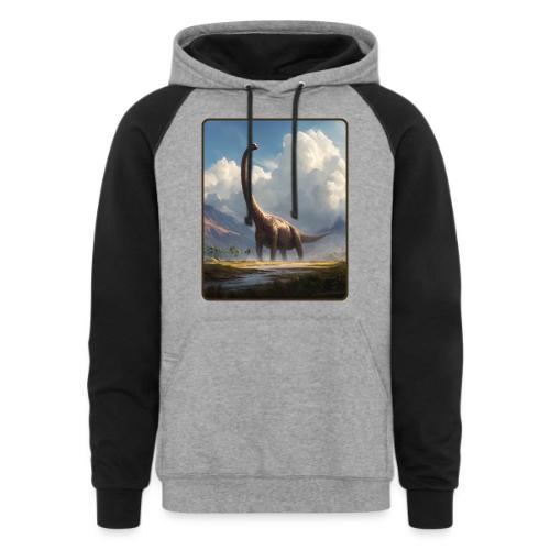 Brachiosaurus Valley Landscape Design - Unisex Colorblock Hoodie