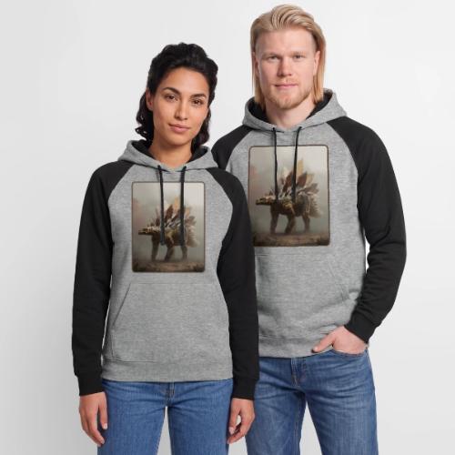 Stegosaurus Misty Forest Design - Unisex Colorblock Hoodie