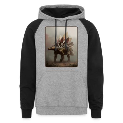 Stegosaurus Misty Forest Design - Unisex Colorblock Hoodie