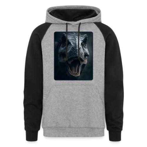 T Rex Cinematic Close-Up Design - Unisex Colorblock Hoodie