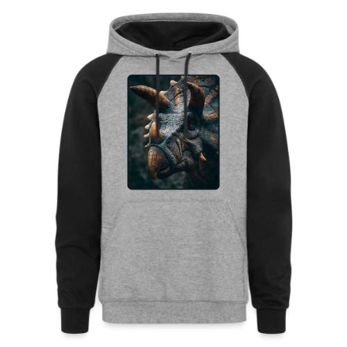 Triceratops Detailed Portrait Design - Unisex Colorblock Hoodie