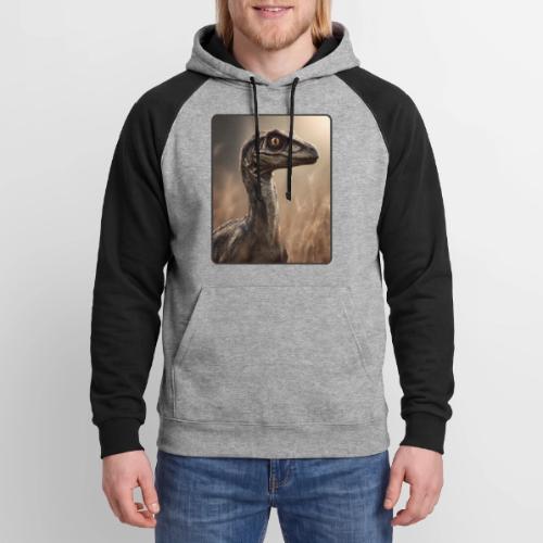 Velociraptor Feathered Portrait Design - Unisex Colorblock Hoodie