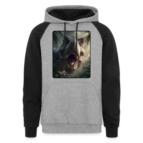 T Rex Jungle Roar Design - Unisex Colorblock Hoodie