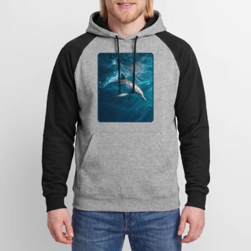 Dolphin Sunlit Ocean Serenity Design - Unisex Colorblock Hoodie