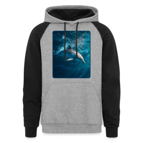 Dolphin Sunlit Ocean Serenity Design - Unisex Colorblock Hoodie