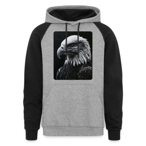 Black White Bald Eagle Design - Unisex Colorblock Hoodie