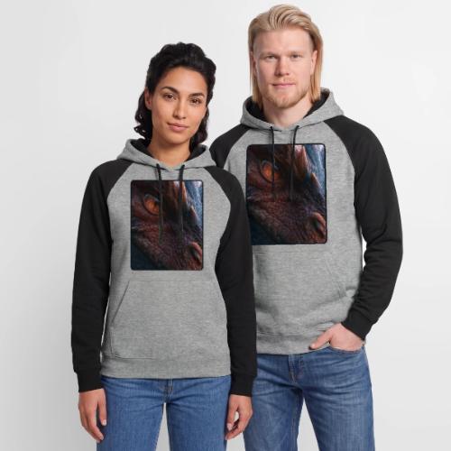 Fierce Ancient Dragon Portrait Design - Unisex Colorblock Hoodie