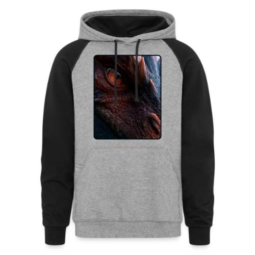 Fierce Ancient Dragon Portrait Design - Unisex Colorblock Hoodie