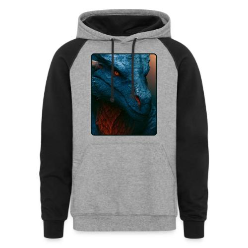 Turquoise Dragon Fire Eye Design - Unisex Colorblock Hoodie