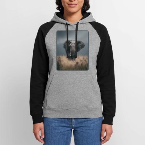 Majestic African Elephant Portrait Design - Unisex Colorblock Hoodie