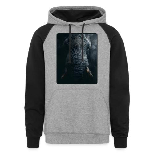 Shadow Elephant Intense Eyes Design - Unisex Colorblock Hoodie