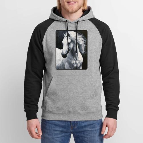 White Horse Oil Painting Design - Unisex Colorblock Hoodie