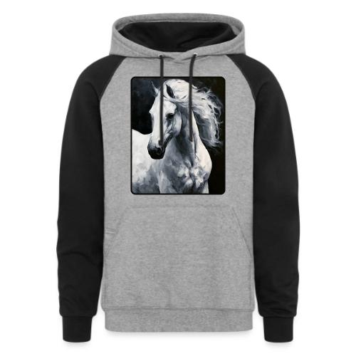 White Horse Oil Painting Design - Unisex Colorblock Hoodie