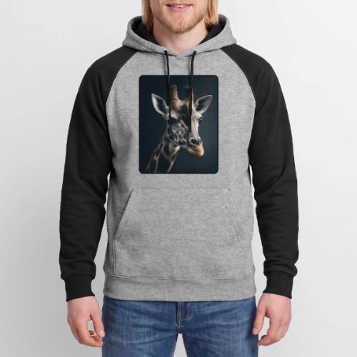 Majestic Giraffe Artistic Portrait Design - Unisex Colorblock Hoodie
