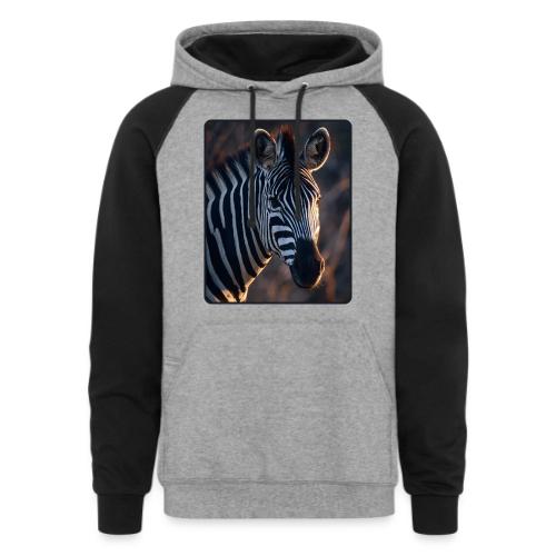 Majestic Zebra Sunset Portrait Design - Unisex Colorblock Hoodie