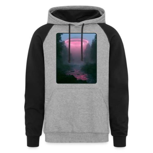 Neon UFO Forest River Design - Unisex Colorblock Hoodie