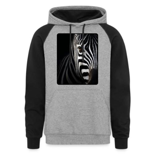Zebra High Contrast Portrait Design - Unisex Colorblock Hoodie