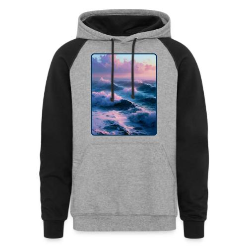 Dreamy Pastel Ocean Sunset Art - Unisex Colorblock Hoodie