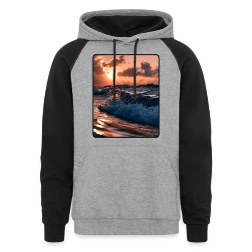 Golden Sunset Ocean Wave - Unisex Colorblock Hoodie