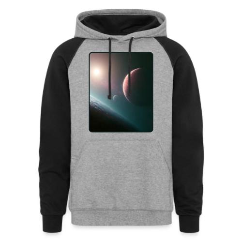 Deep Space Planet Horizon Art - Unisex Colorblock Hoodie