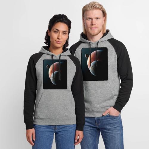 Three Planets Deep Space Design - Unisex Colorblock Hoodie