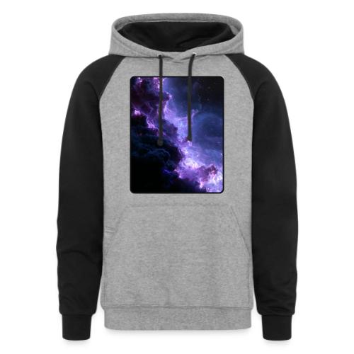 Purple Nebula Space Design - Unisex Colorblock Hoodie