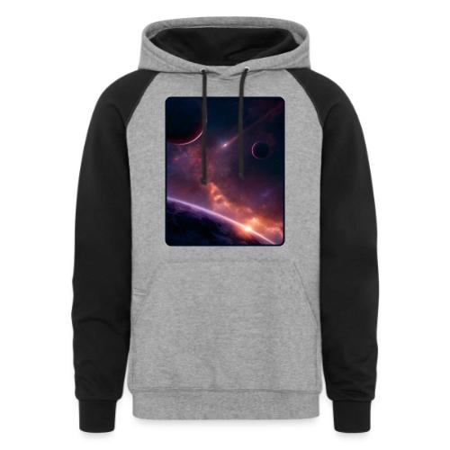 Cosmic Sunset Nebula Space Art - Unisex Colorblock Hoodie