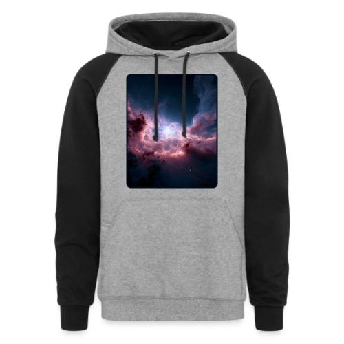 Radiant Cosmic Nebula Artwork - Unisex Colorblock Hoodie