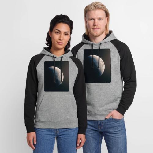Crescent Moon Celestial Artwork - Unisex Colorblock Hoodie