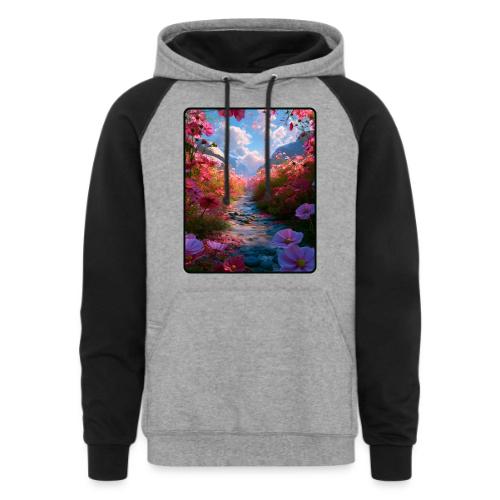 Dreamy Cosmos Valley Landscape Art - Unisex Colorblock Hoodie
