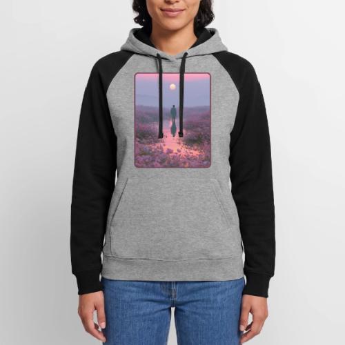 Ethereal Sunset Flower Field Art - Unisex Colorblock Hoodie