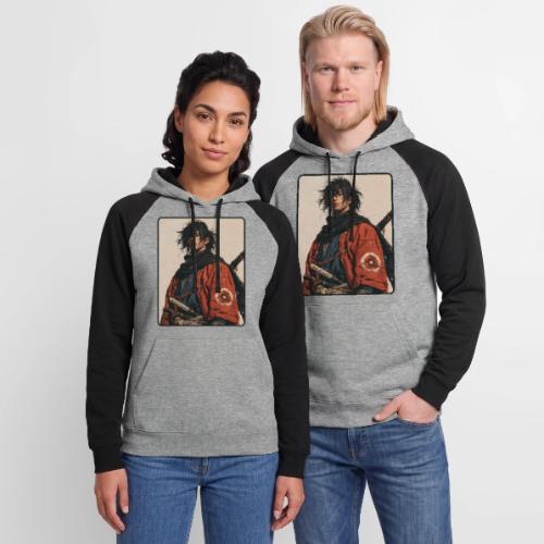 Young Samurai Warrior Portrait - Unisex Colorblock Hoodie
