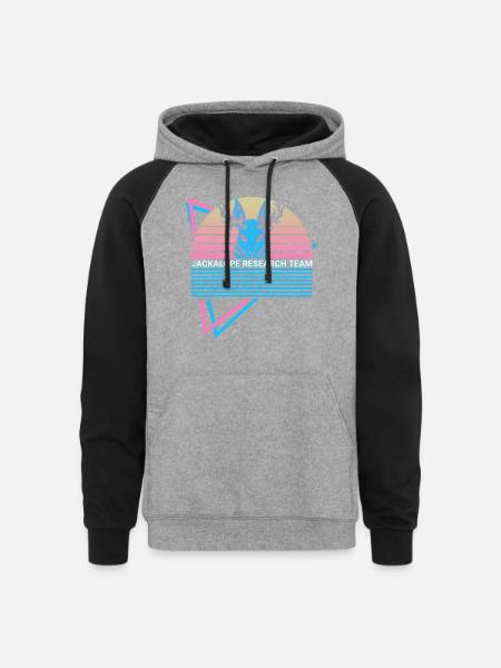 Jackalope Retro Cryptid - Unisex Colorblock Hoodie - heather gray/black