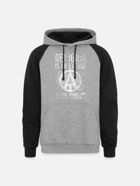 Atheist Atheism - Unisex Colorblock Hoodie - heather gray/black