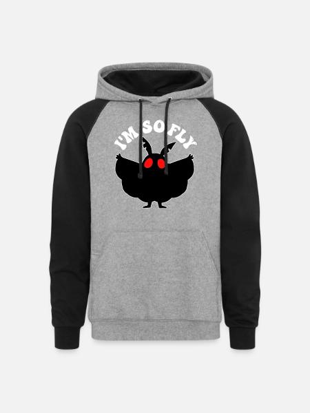 Mothman Cryptid Cryptozoology - Unisex Colorblock Hoodie - heather gray/black