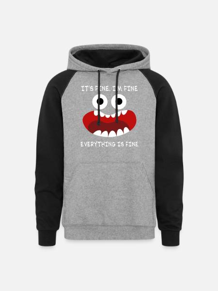 Everything is fine - Unisex Colorblock Hoodie - heather gray/black